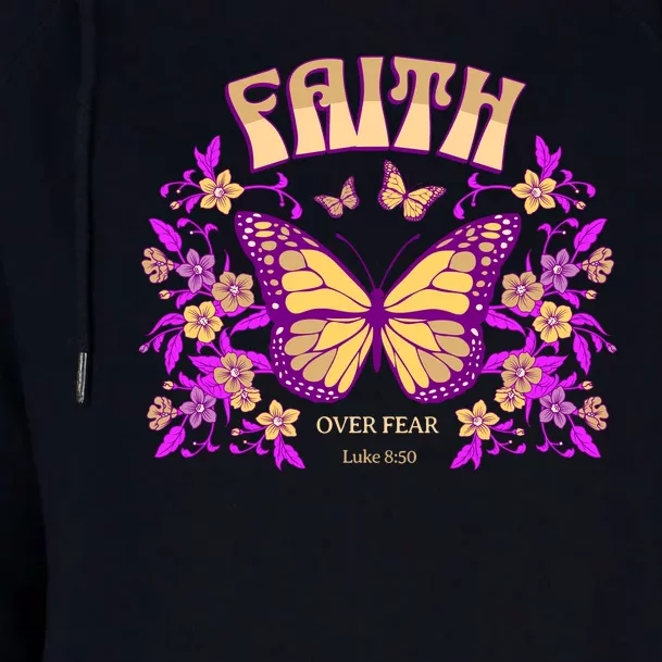 Faith Over Fear Christian Motivational Womens Funnel Neck Pullover Hood