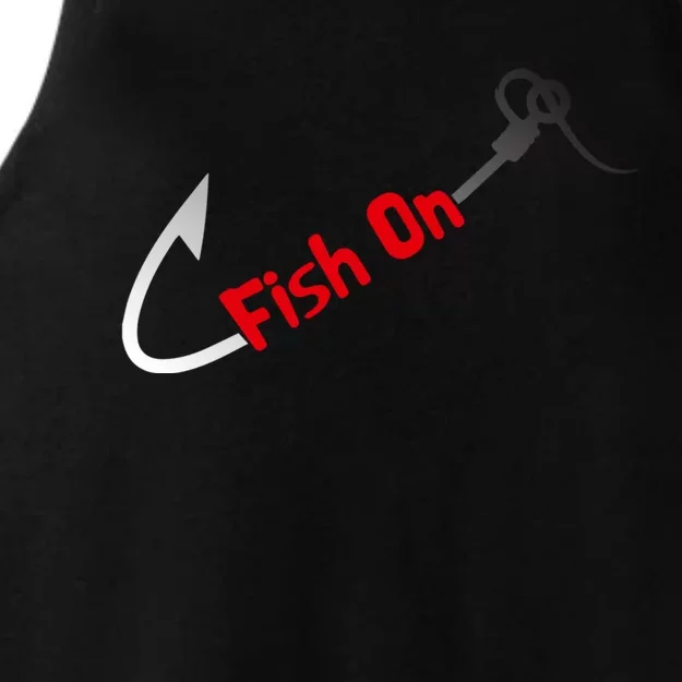 Fish On Fisherman Bass Fish Fishing Hook Joke Funny Quote Ladies Tri-Blend Wicking Tank