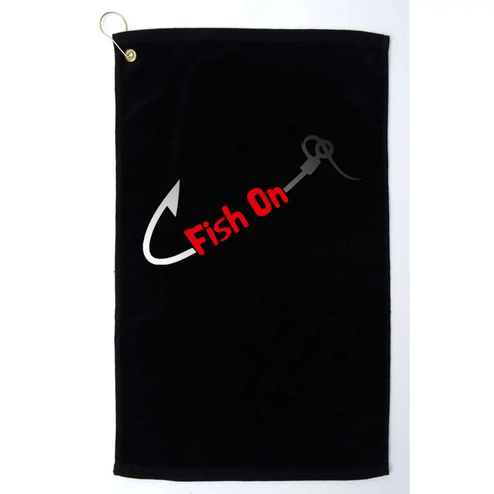 Fish On Fisherman Bass Fish Fishing Hook Joke Funny Quote Platinum Collection Golf Towel