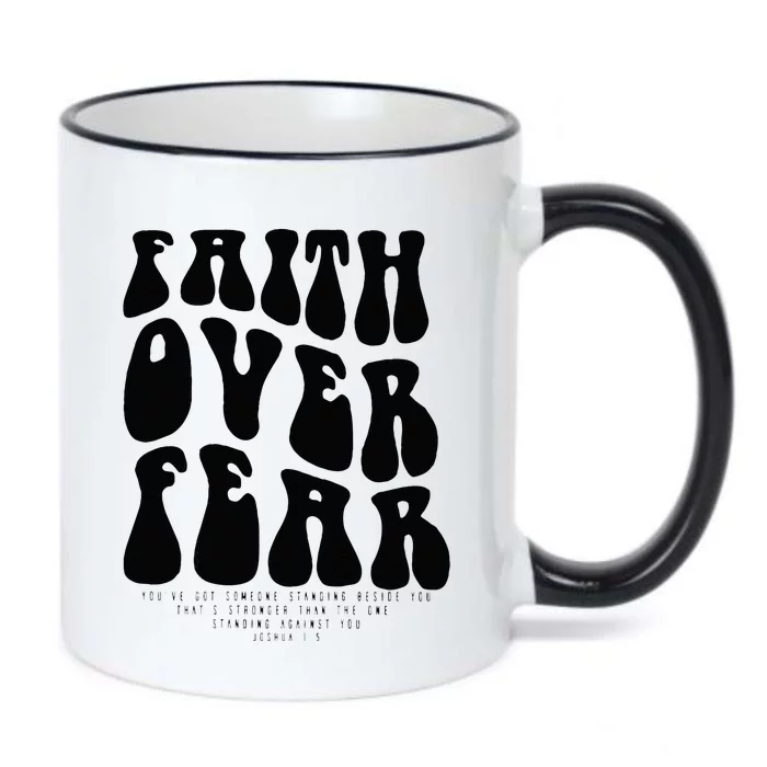 Faith Over Fear Bible Verse Aesthetic Christian Black Color Changing Mug