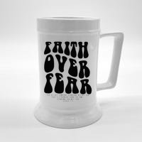 Faith Over Fear Bible Verse Aesthetic Christian Beer Stein