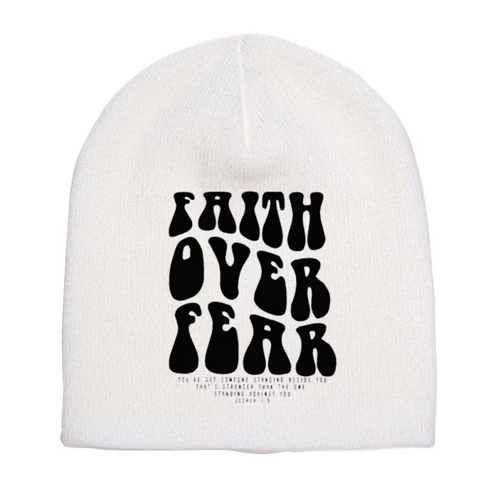 Faith Over Fear Bible Verse Aesthetic Christian Short Acrylic Beanie