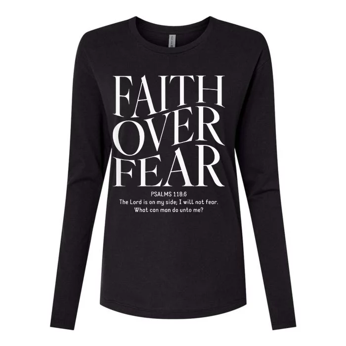 Faith Over Fear Christian Womens Cotton Relaxed Long Sleeve T-Shirt