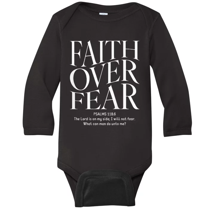 Faith Over Fear Christian Baby Long Sleeve Bodysuit