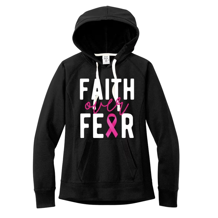 Faith Over Fear Breast Cancer Awareness Women's Fleece Hoodie