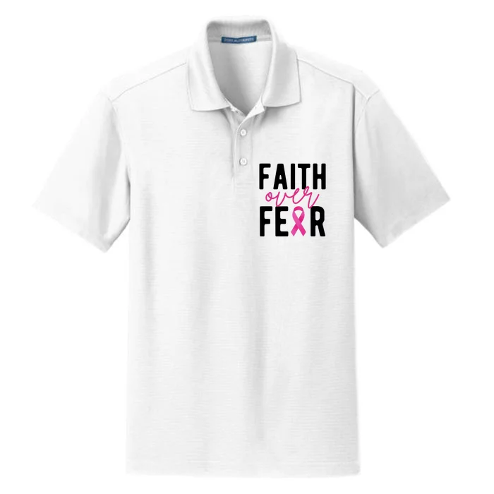 Faith Over Fear Breast Cancer Awareness Dry Zone Grid Performance Polo