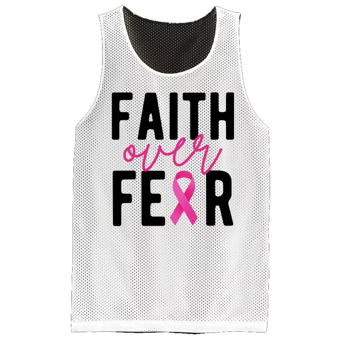 Faith Over Fear Breast Cancer Awareness Mesh Reversible Basketball Jersey Tank