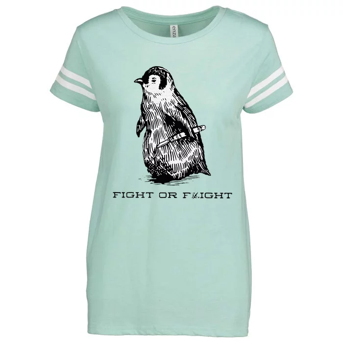 Fight or Flight Funny Penguin Pun Fight Or Flight Meme Enza Ladies Jersey Football T-Shirt