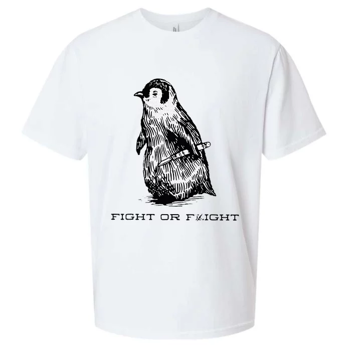 Fight or Flight Funny Penguin Pun Fight Or Flight Meme Sueded Cloud Jersey T-Shirt