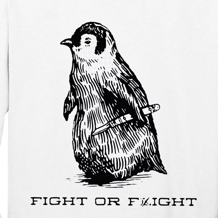 Fight or Flight Funny Penguin Pun Fight Or Flight Meme Long Sleeve Shirt