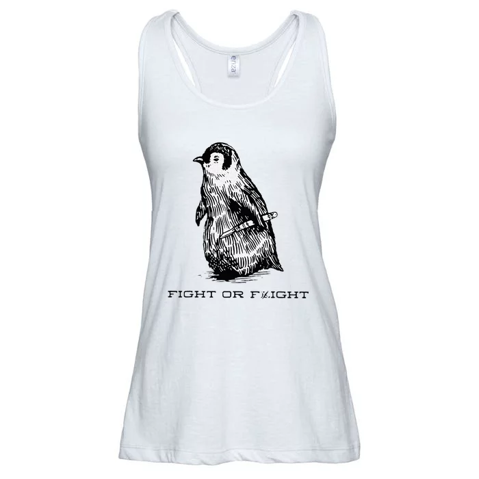 Fight or Flight Funny Penguin Pun Fight Or Flight Meme Ladies Essential Flowy Tank