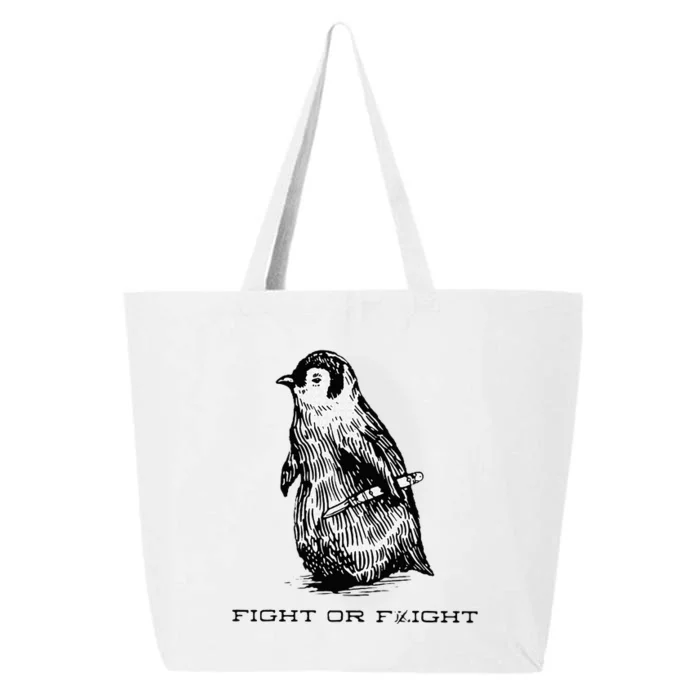 Fight or Flight Funny Penguin Pun Fight Or Flight Meme 25L Jumbo Tote