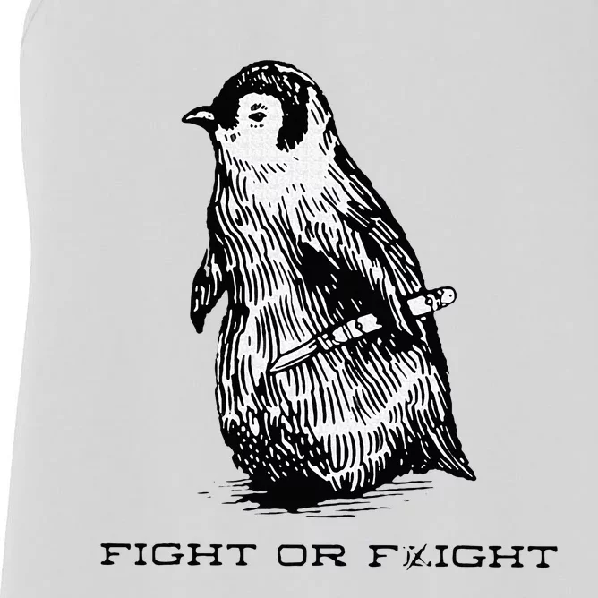 Fight or Flight Funny Penguin Pun Fight Or Flight Meme Women's Racerback Tank