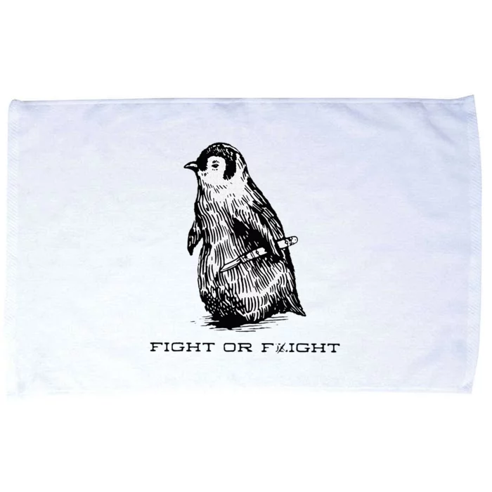 Fight or Flight Funny Penguin Pun Fight Or Flight Meme Microfiber Hand Towel