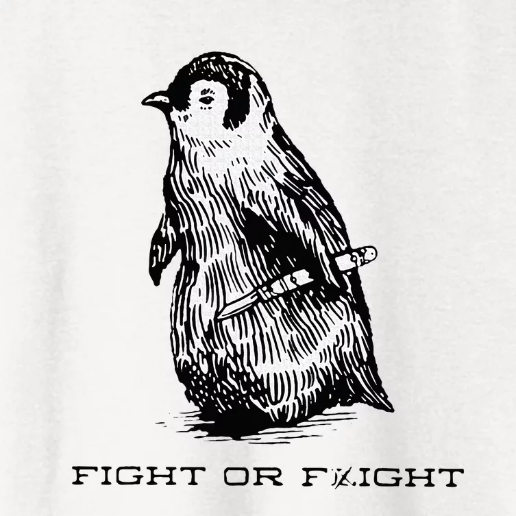 Fight or Flight Funny Penguin Pun Fight Or Flight Meme Women's Crop Top Tee