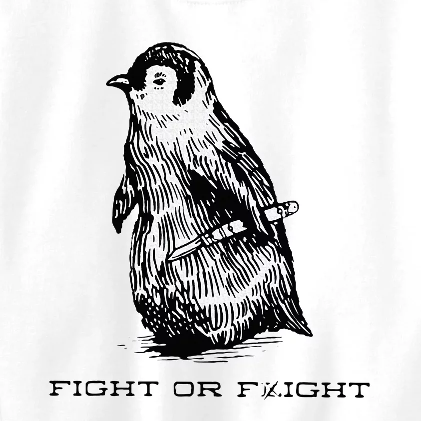 Fight or Flight Funny Penguin Pun Fight Or Flight Meme Kids Sweatshirt