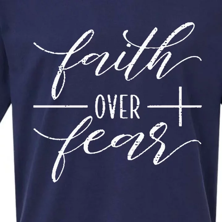 Faith Over Fear Jesus Christian Religious Sueded Cloud Jersey T-Shirt