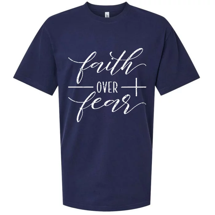 Faith Over Fear Jesus Christian Religious Sueded Cloud Jersey T-Shirt