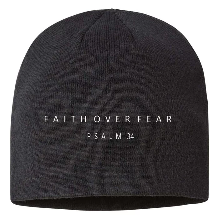 Faith Over Fear Psalm 34 Christian Minimal Christian 8 1/2in Sustainable Knit Beanie