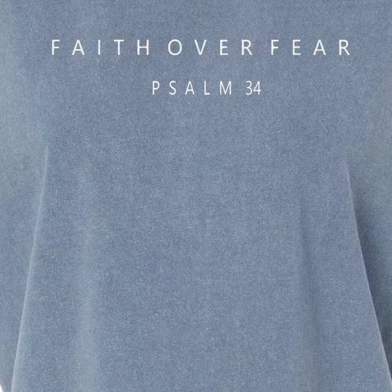 Faith Over Fear Psalm 34 Christian Minimal Christian Garment-Dyed Women's Muscle Tee