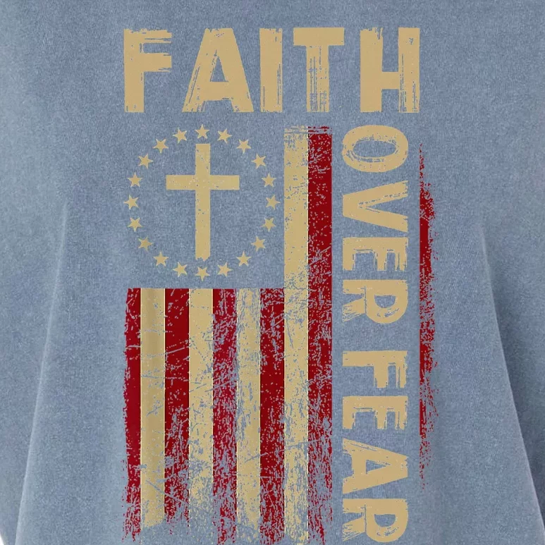 Faith Over Fear Patriotic Christian Garment-Dyed Women's Muscle Tee