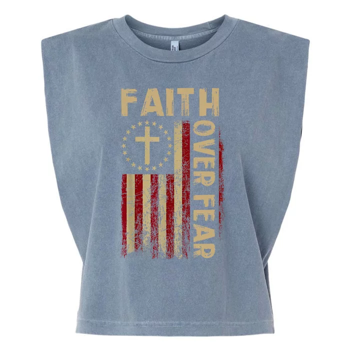 Faith Over Fear Patriotic Christian Garment-Dyed Women's Muscle Tee