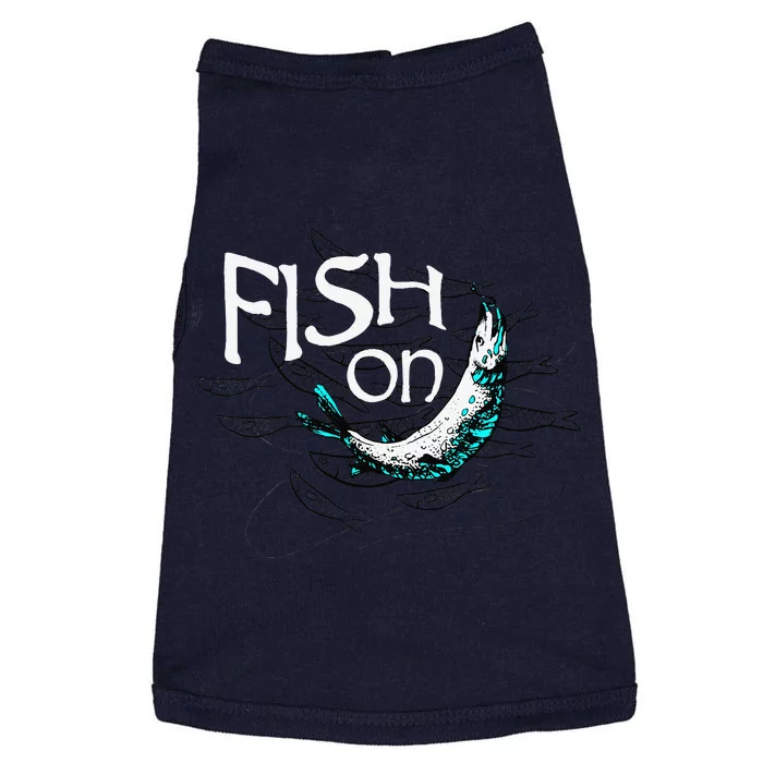 Fish On Fishing Gift For Bass Fisherman Fishing Gift Doggie Tank