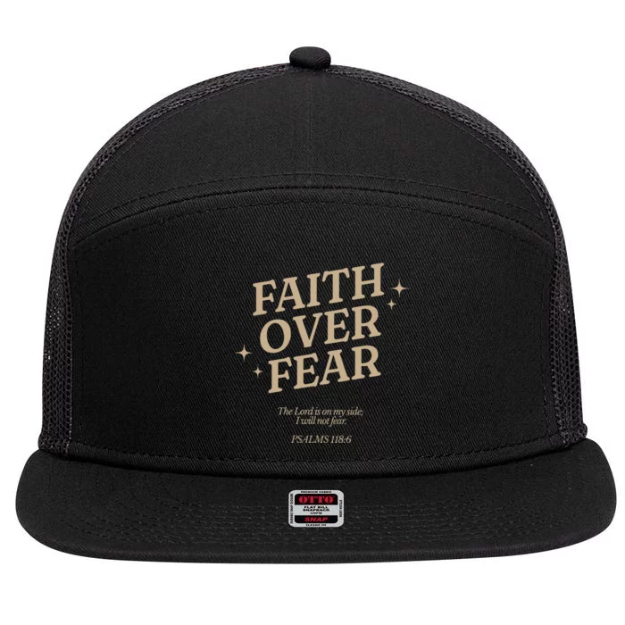 Faith Over Fear Christian Jesus 7 Panel Mesh Trucker Snapback Hat