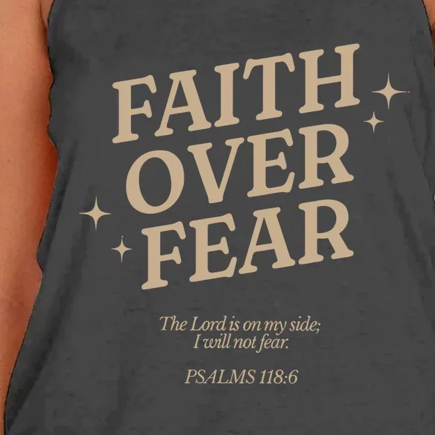 Faith Over Fear Christian Jesus Women's Knotted Racerback Tank