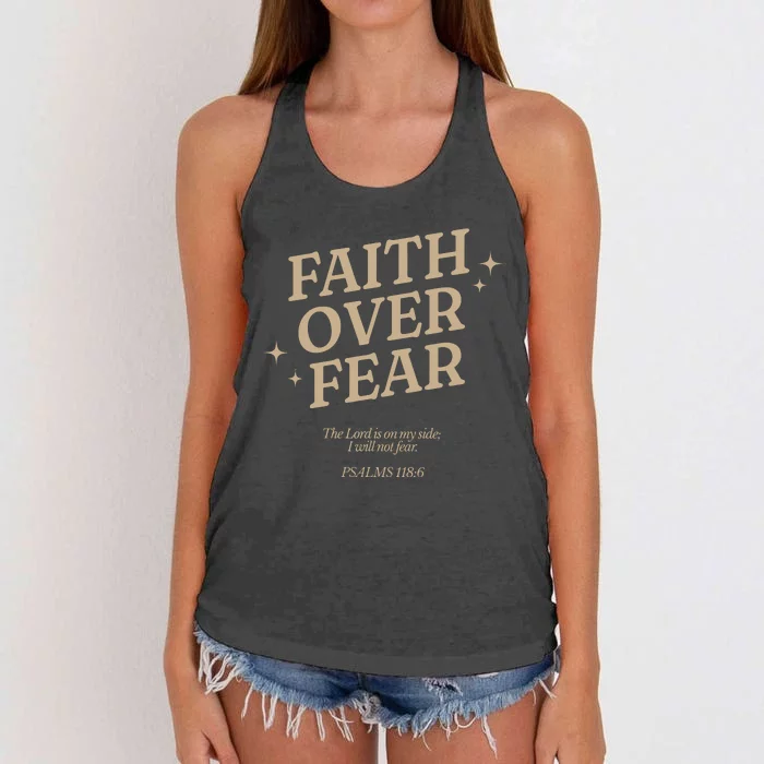 Faith Over Fear Christian Jesus Women's Knotted Racerback Tank