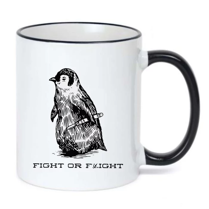 Fight or Flight Funny Penguin Pun Fight Black Color Changing Mug