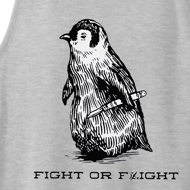 Fight or Flight Funny Penguin Pun Fight Ladies Tri-Blend Wicking Tank