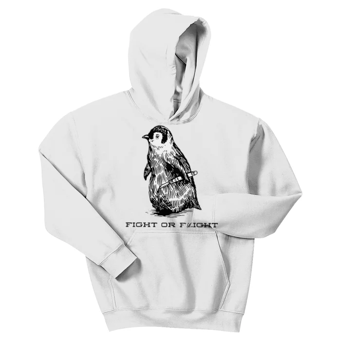 Fight or Flight Funny Penguin Pun Fight Kids Hoodie