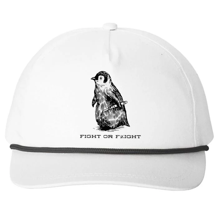 Fight or Flight Funny Penguin Pun Fight Snapback Five-Panel Rope Hat