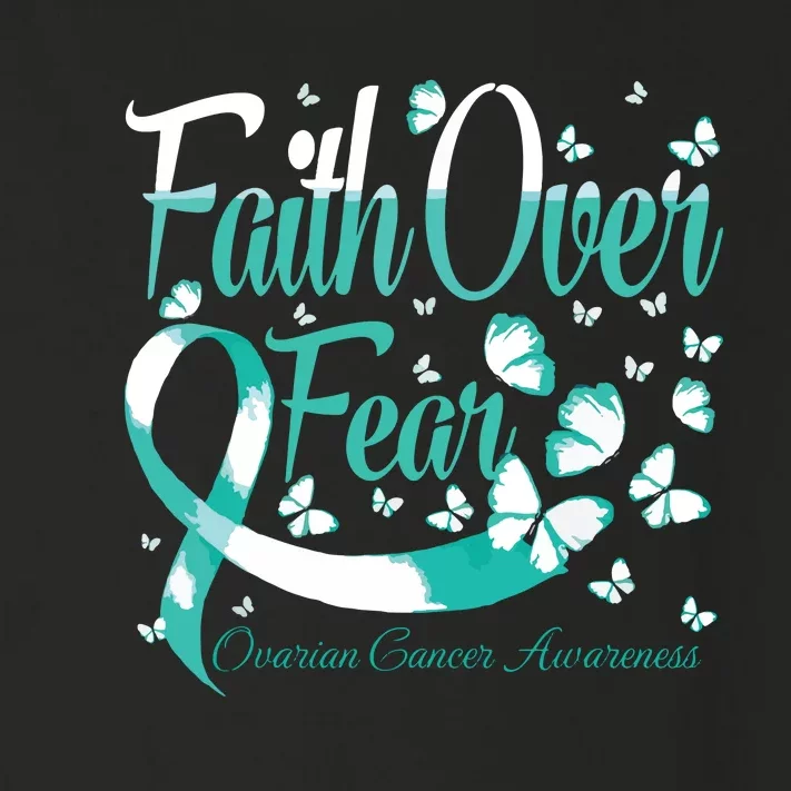 Faith Over Fear Ovarian Cancer Awareness Butterfly Toddler Long Sleeve Shirt