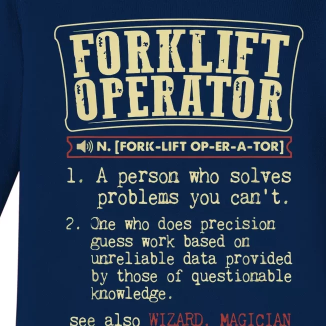 Forklift Operator Funny Dictionary Definition Baby Long Sleeve Bodysuit