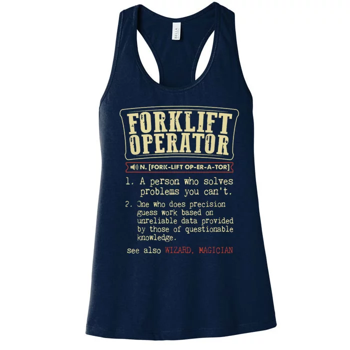 Forklift Operator Funny Dictionary Definition Women's Racerback Tank