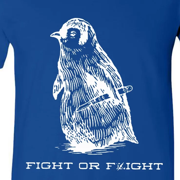 Fight or Flight Funny Penguin Pun Fight Or Flight Meme V-Neck T-Shirt