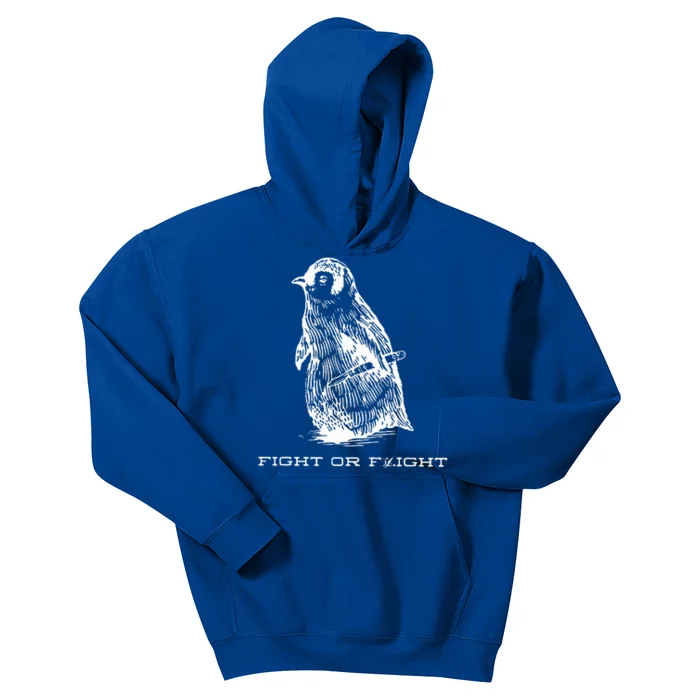 Fight or Flight Funny Penguin Pun Fight Or Flight Meme Kids Hoodie