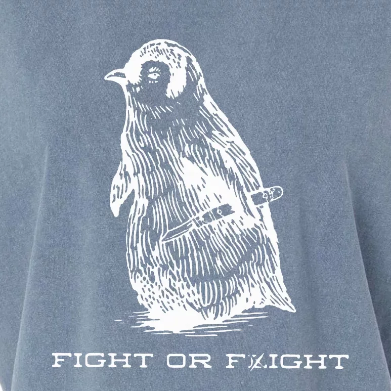 Fight or Flight Funny Penguin Pun Fight Or Flight Meme Garment-Dyed Women's Muscle Tee