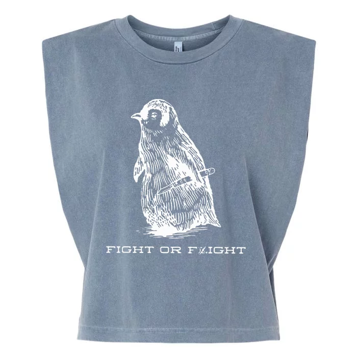 Fight or Flight Funny Penguin Pun Fight Or Flight Meme Garment-Dyed Women's Muscle Tee