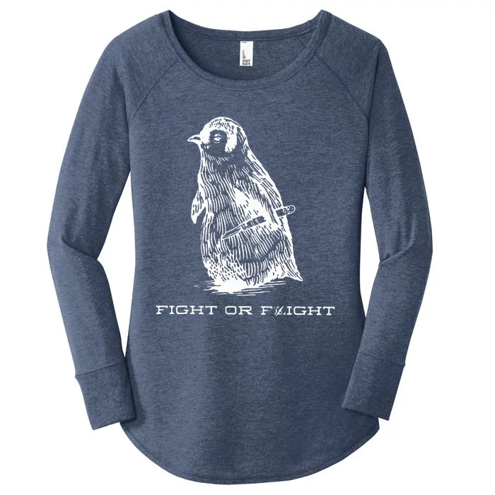 Fight or Flight Funny Penguin Pun Fight Or Flight Meme Women's Perfect Tri Tunic Long Sleeve Shirt