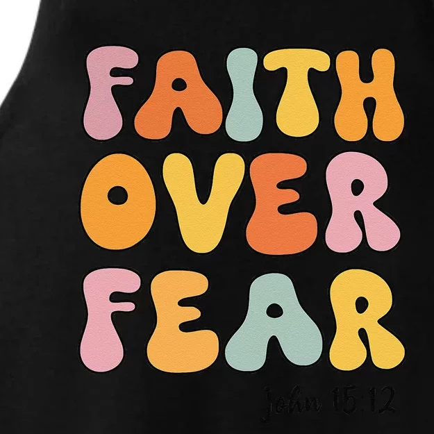 Faith Over Fear Christian Jesus Cute Teen Ladies Tri-Blend Wicking Tank