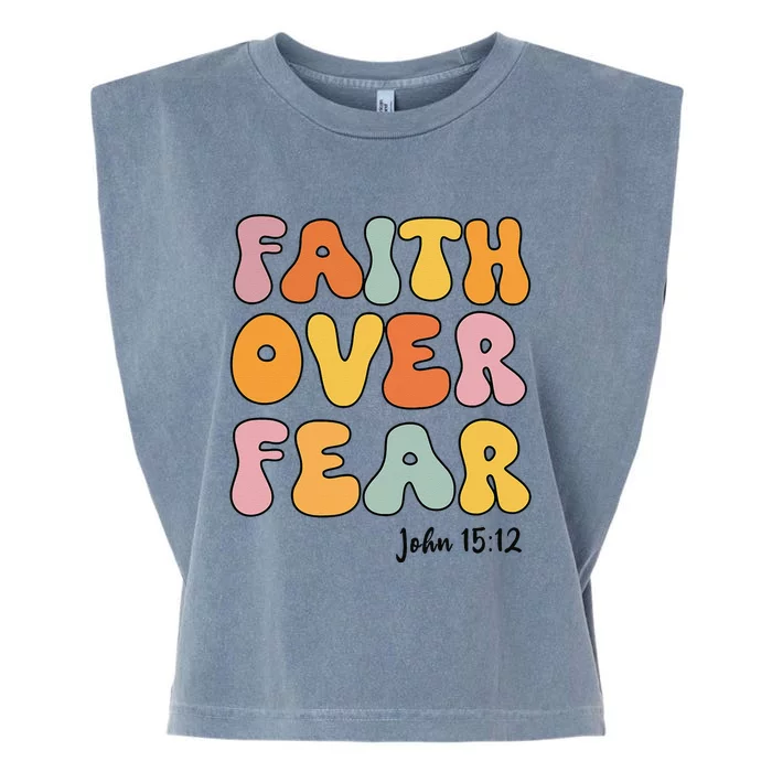 Faith Over Fear Christian Jesus Cute Teen Garment-Dyed Women's Muscle Tee