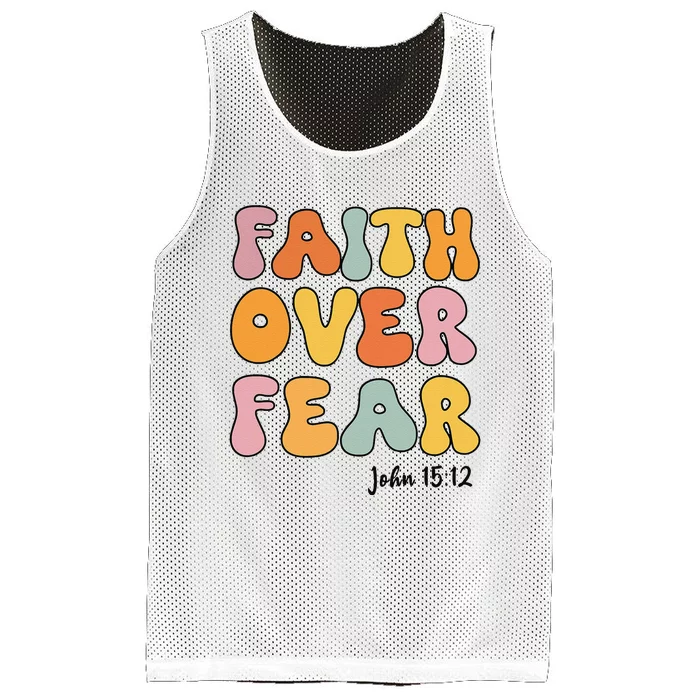 Faith Over Fear Christian Jesus Cute Teen Mesh Reversible Basketball Jersey Tank