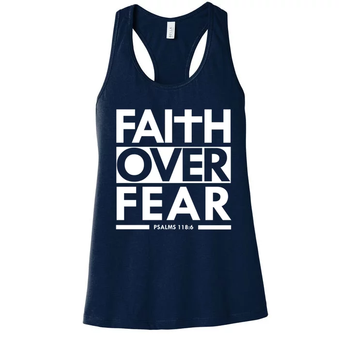 Faith Over Fear Bible Scripture Verse Christian Women's Racerback Tank