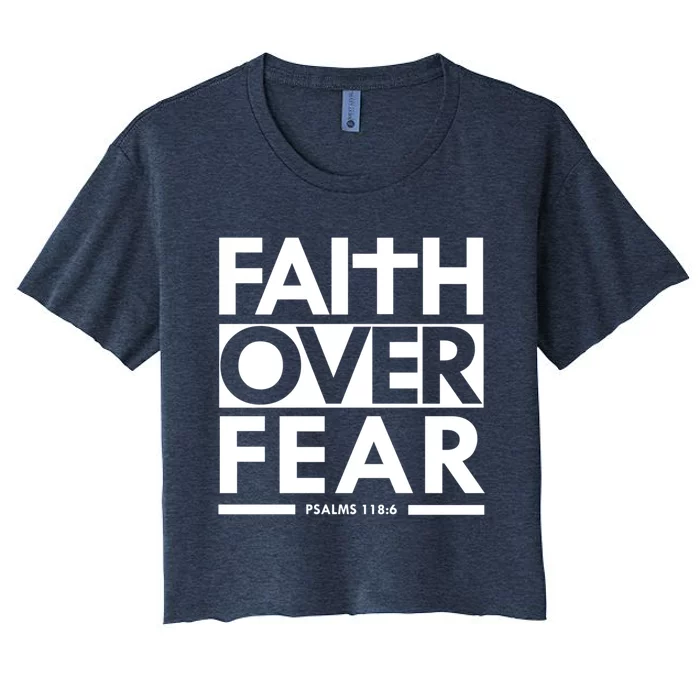 Faith Over Fear Bible Scripture Verse Christian Women's Crop Top Tee