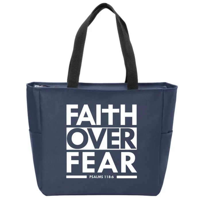 Faith Over Fear Bible Scripture Verse Christian Zip Tote Bag