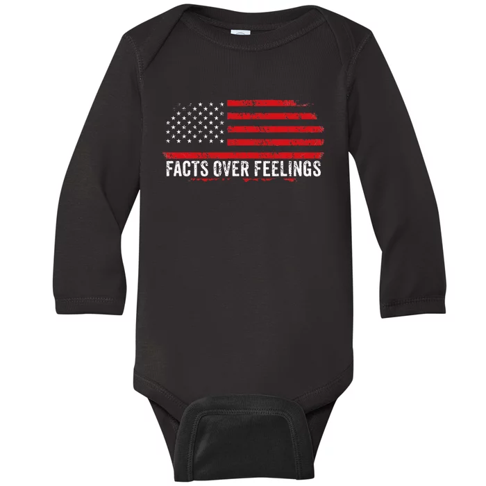 Facts Over Feelings Election 2024 Maga Trump Baby Long Sleeve Bodysuit