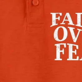 Faith Over Fear 2 Sides Christian Cross Dry Zone Grid Performance Polo